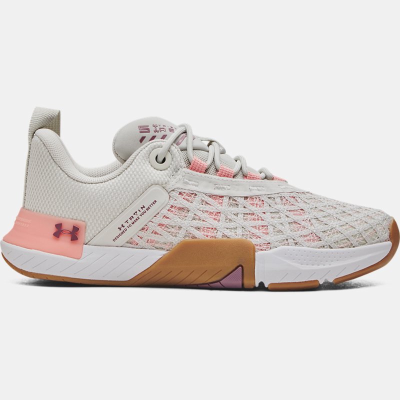 Women's  Under Armour  TriBase™ Reign 5 Training Shoes White Clay / Pink Fizz / Misty Purple 8